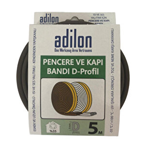 D Tipi Kapı Pencere Bandı Kahverengi 5 Mt