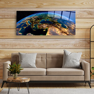 Uzaydan Türkiye Cam Tablo 50x120 Cm