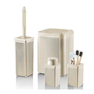 4 Lü Banyo Seti Krem Kare