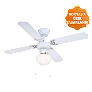 Beyaz 4 Kanat Tavan Vantilatörü 107 cm 1XE27