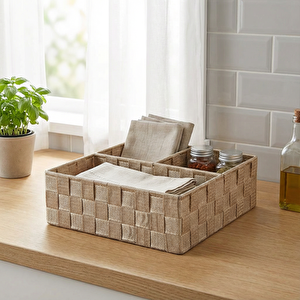 Plastik Örme Bölmeli Düzenleyici M Bej