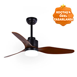 Colours Wavy Tavan Vantilatörü 117 cm 3 Kanat Led Kahve
