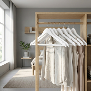 6'lı Ahşap Askı Beyaz