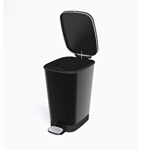 Metal Görünümlü Plastik Çöp Kutusu 35 Litre Siyah