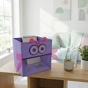 Baykuş Desenli Keçe Kutu 27x27 cm