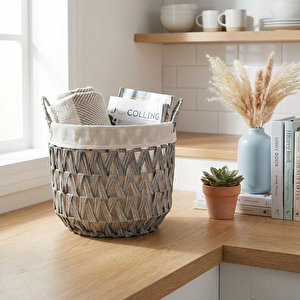 Gri Kağıt Sepet 30x27x24 cm