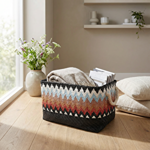 Tığ Örgülü Sepet Siyah Large