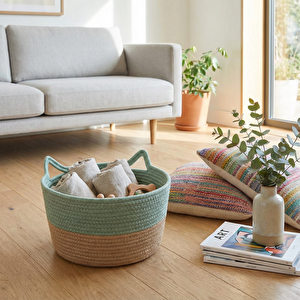 Kedi Kulaklı Sepet 30x18 cm Yeşil