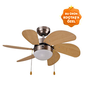 Ahşap 6 Kanat 80 cm Tavan Vantilatörü