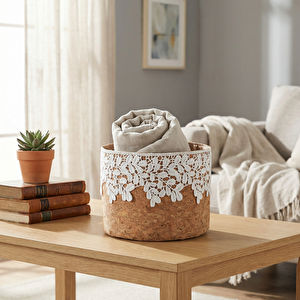 Dantelli Dekoratif Sepet 16x12 Cm