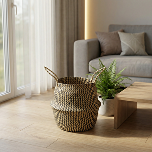 Siyah Hasır Sepet 25x28x32 Cm