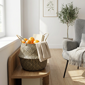 Siyah Hasır Sepet 25x28x32 Cm