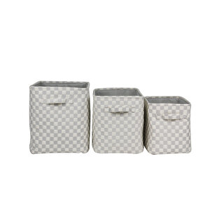 Monogrom Sepet Bej Gri 40x30x33,5 Cm