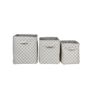 Monogrom Sepet Bej Gri 36x26x29,5 Cm