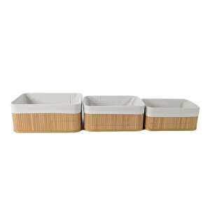İçi Kumaş Bambu Sepet Set