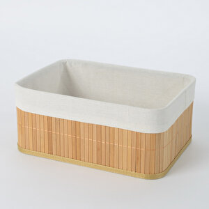 İçi Kumaş Bambu Sepet L