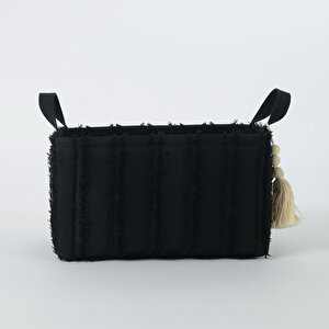 Püsküllü Renkli Kumaş Sepet M