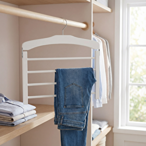 Ahşap Pantolon Askısı Beyaz