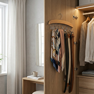 Ahşap Kemer Ve Şal Askısı Naturel