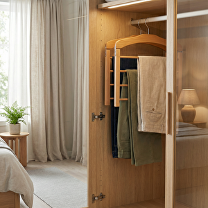 Ahşap Pantolon Askısı Naturel