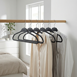 6 Lı Soft Touch Askı Sıyah