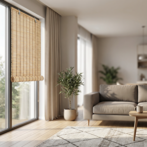 Ahşap Stor Perde Krem 80x180 cm