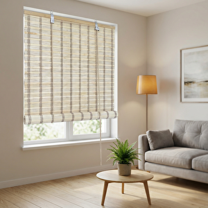 Ahşap Stor Perde Krem 120x180 cm