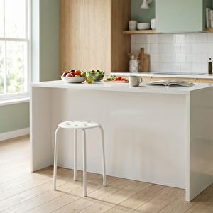 New Leo Metal Ayak Tabure Beyaz