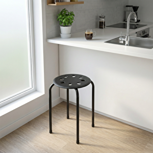 New Leo Metal Ayak Tabure Siyah