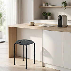 New Leo Metal Ayak Tabure Siyah