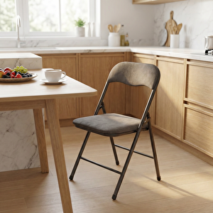 New Nulla Katlanır Sandalye Nubuk Gri