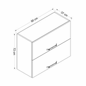 Minar Mutfak Modül Üst 2 Kapaklı 1 Raflı 90cm Dolap Beyaz Membran C Beyaz