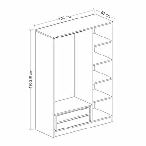 Minar Kale 3 Mebran Panjur Kapaklı 2 Çekmeceli Dolap Beyaz/beyaz 190cm