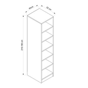 M5025-kale 1 Gövde Raflı Beyaz 210cm