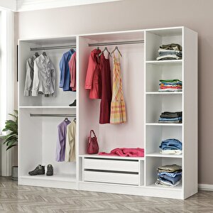 Minar Kale 5 Mebran Panjur Kapaklı 2 Çekmeceli Dolap Beyaz/beyaz 190cm