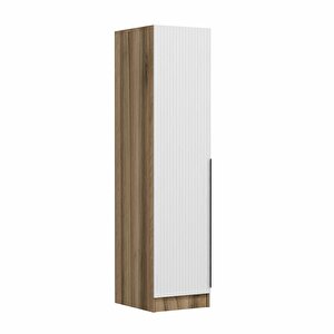 Minar Kale 1 Kapaklı Raflı Dolap Dore - Beyaz Çizgili Mebran 190cm 190 cm