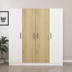 Kale 4 Kapaklı 2 Çekmeceli - Dolap - Beyaz/pera 210cm 210 cm