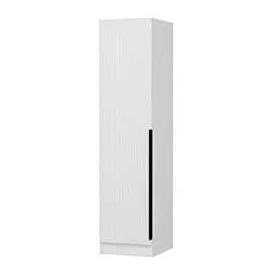 Minar Kale 1 Kapaklı Raflı Dolap Beyaz - Beyaz Çizgili Mebran 190cm 190 cm