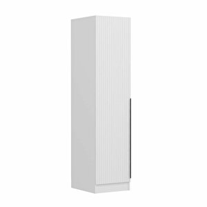 Minar Kale 1 Kapaklı Dolap Beyaz - Beyaz Çizgili Mebran 210cm 210 cm