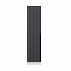Minar Kale 1 Kapaklı Raflı Dolap Beyaz - Antrasit Çizgili Mebran 210cm 210 cm