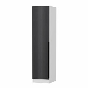 Minar Kale 1 Kapaklı Raflı Dolap Beyaz - Antrasit Çizgili Mebran 190cm 190 cm