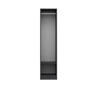 Minar Kale 1 Kapaklı Dolap Antrasit - Beyaz Çizgili Mebran 190cm