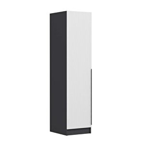 Minar Kale 1 Kapaklı Dolap Antrasit - Beyaz Çizgili Mebran 210cm 210 cm