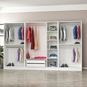 Minar Kale 7 Mebran Panjur Kapaklı 2 Çekmeceli Dolap Beyaz/beyaz 190cm