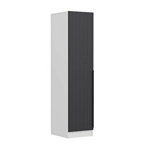 Minar Kale 1 Kapaklı Dolap Beyaz - Antrasit Çizgili Mebran 190cm 190 cm