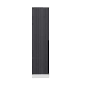 Minar Kale 1 Kapaklı Dolap Beyaz - Antrasit Çizgili Mebran 190cm 190 cm