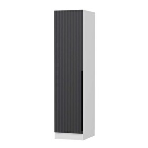 Minar Kale 1 Kapaklı Dolap Beyaz - Antrasit Çizgili Mebran 190cm 190 cm
