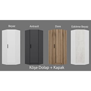 Kale Tek Kapaklı Köşe Zincir Dolap Dore Ceviz - 190cm