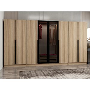 Kale Plus210 8 Kapaklı 2 Çekmeceli Dolap Dore Plus Dore Füme Cam