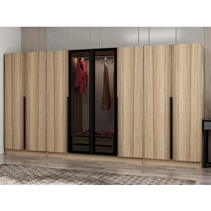 Kale Plus210 8 Kapaklı 2 Çekmeceli Dolap Dore Plus Dore Füme Cam